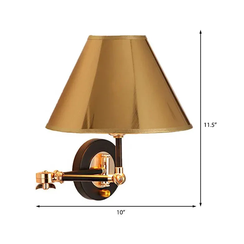 Gold Single Arm Wall Light For Bedroom Cone Carins Metal Ip20 Led