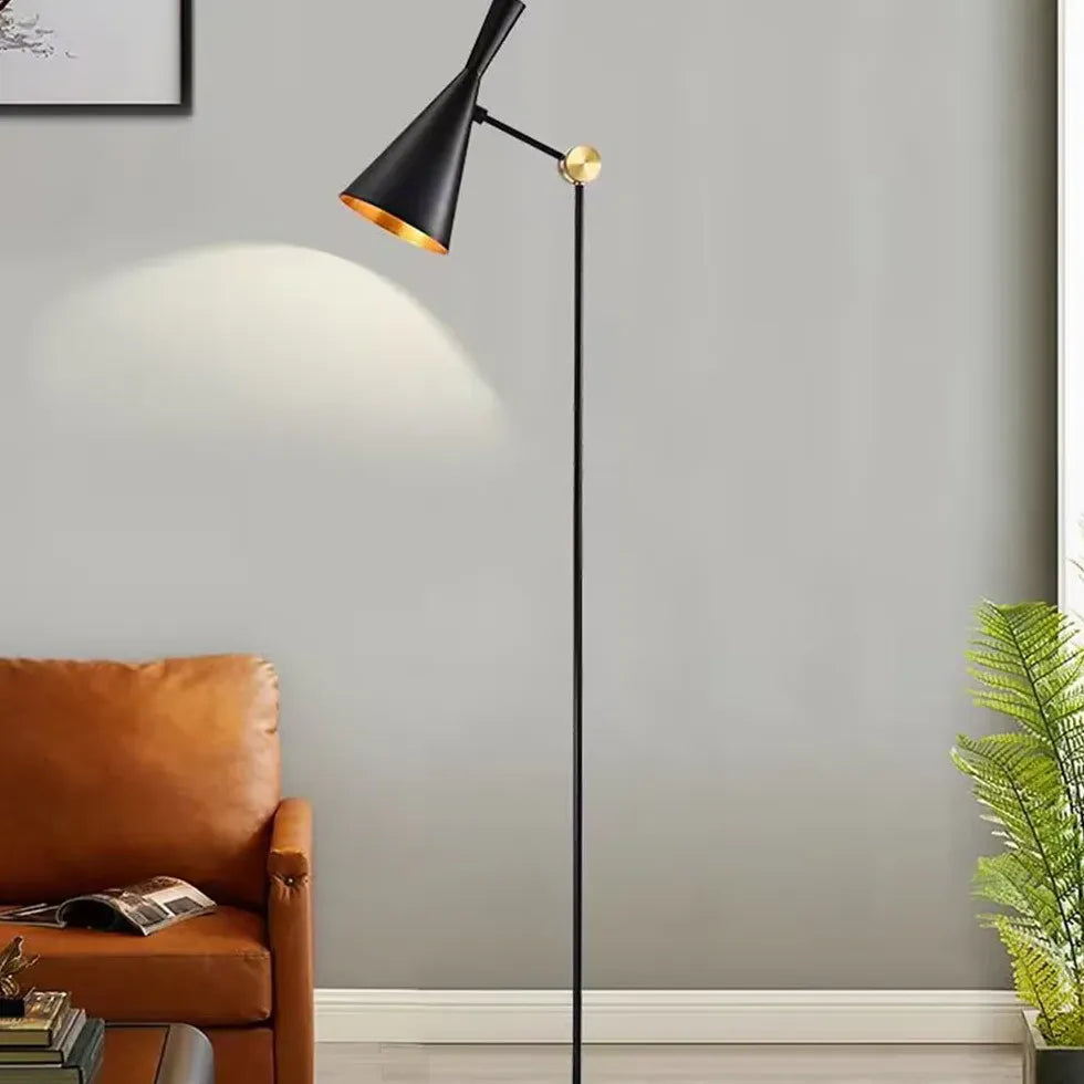 Black Floor Lamp For Study Room Carins Metal Ip20 Plug