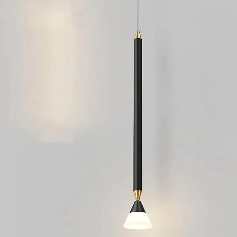 Black Light Single Pendant For Study Room Linear Carr Metal & Glass Led Dimmable Ip20