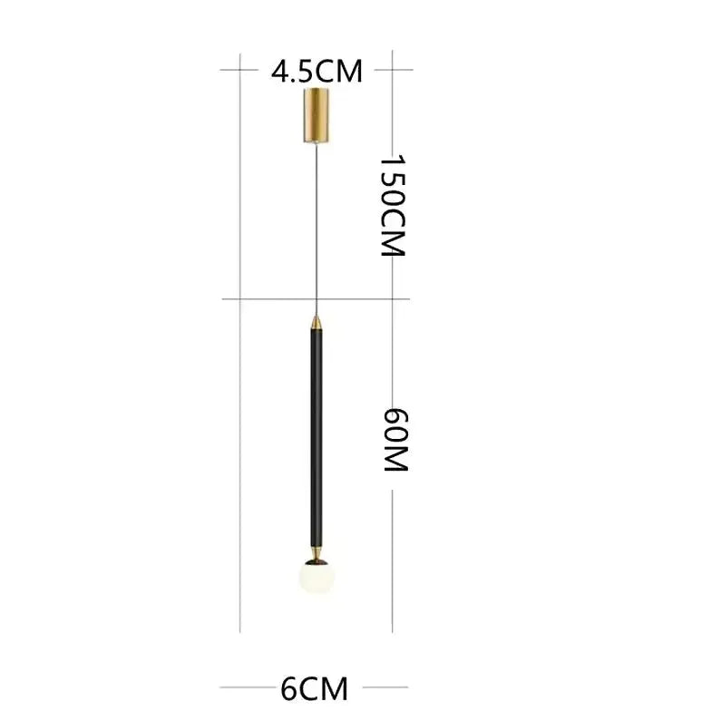 Black Light Single Pendant For Study Room Linear Carr Metal & Glass Led Dimmable Ip20