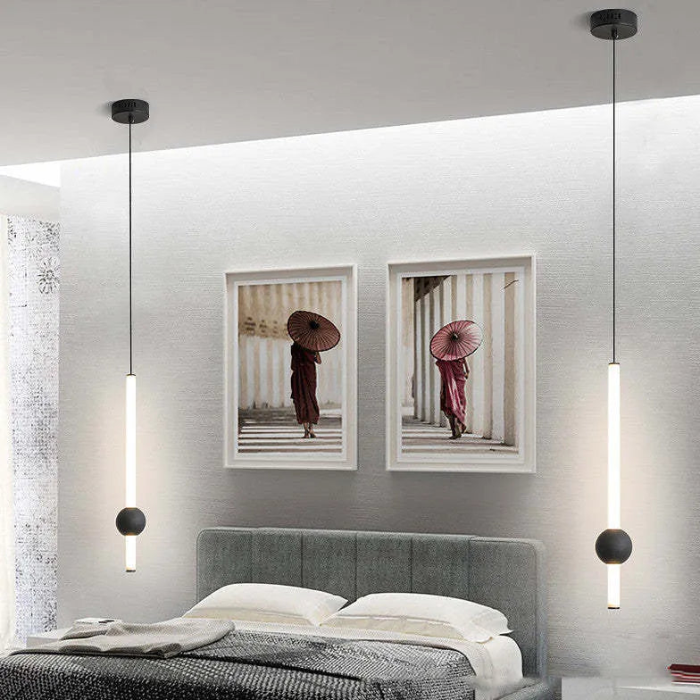 Bedside Pendant Light For Bedroom Linear Modern Metal