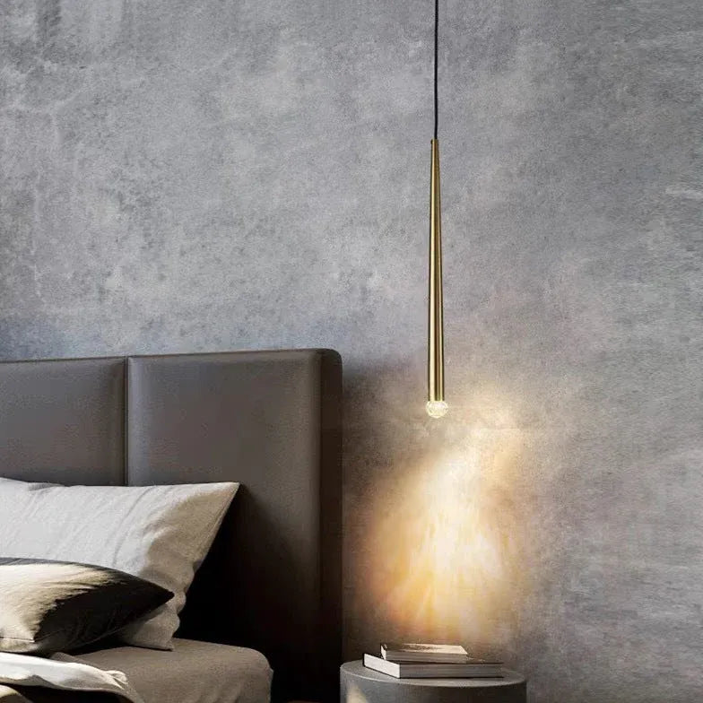 Gold Light Single Pendant For Bedroom Linear Modern Acrylic Warm White