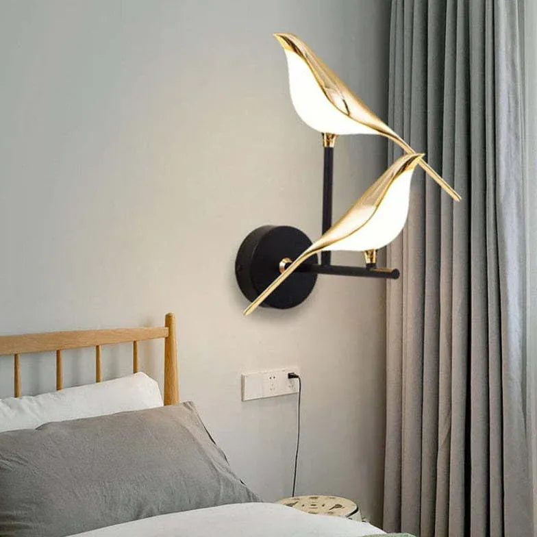 Clifford Minimalist Magpie Bird Double Arm Wall Light