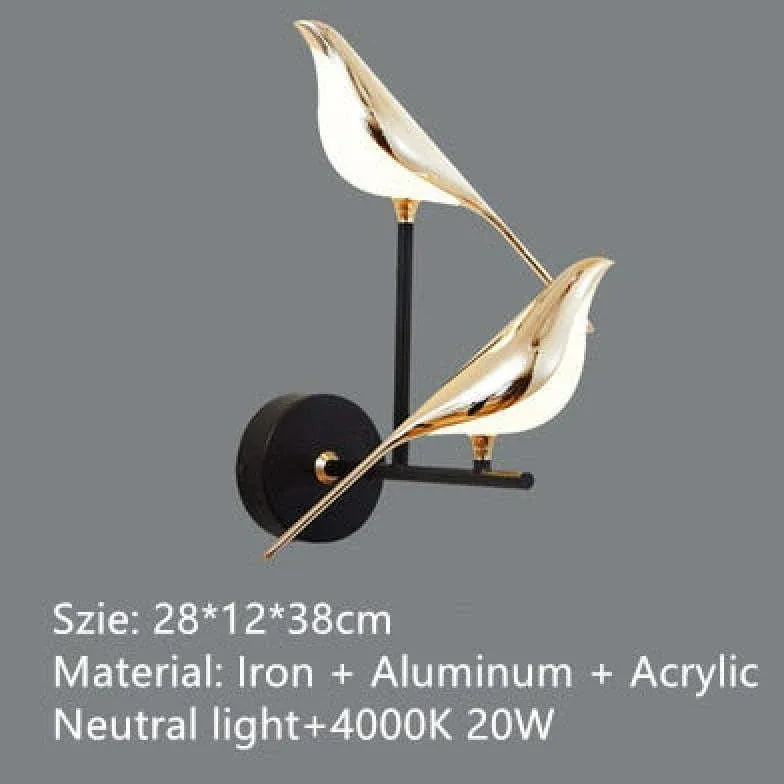 Clifford Minimalist Magpie Bird Double Arm Wall Light