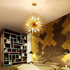 Gold Statement Pendant Light For Bedroom Colon Metal Without Bulbs