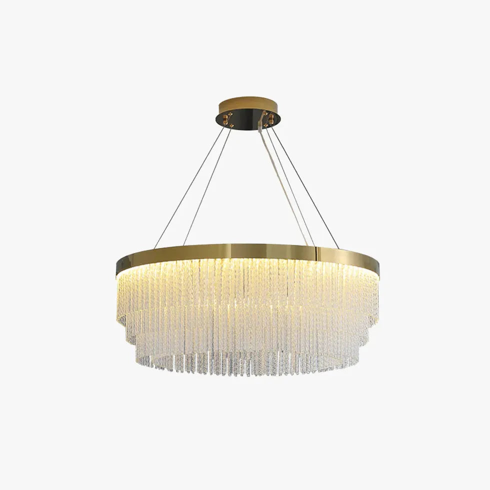 Gold Statement Pendant Light For Living Room Colon Metal & Crystal Led