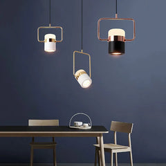 Black Light Single Pendant For Study Room Scandinavian Metal & Glass