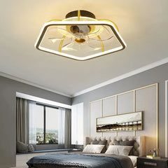 Black Ceiling Fan With Light For Bedroom Edge Metal Dimmable Ip20 Led