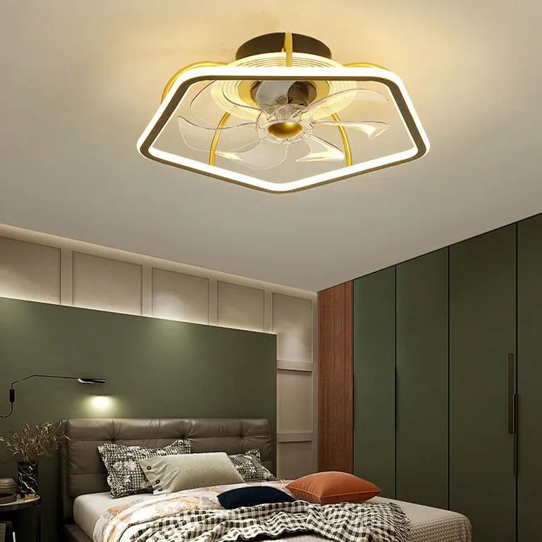 Black Ceiling Fan With Light For Bedroom Edge Metal Dimmable Ip20 Led