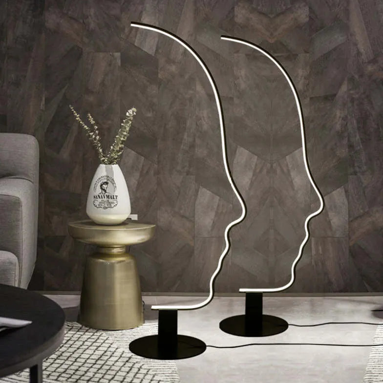 Black Floor Lamp For Bedroom Modern Metal & Silicon Plug Uk And Eu Led Strip