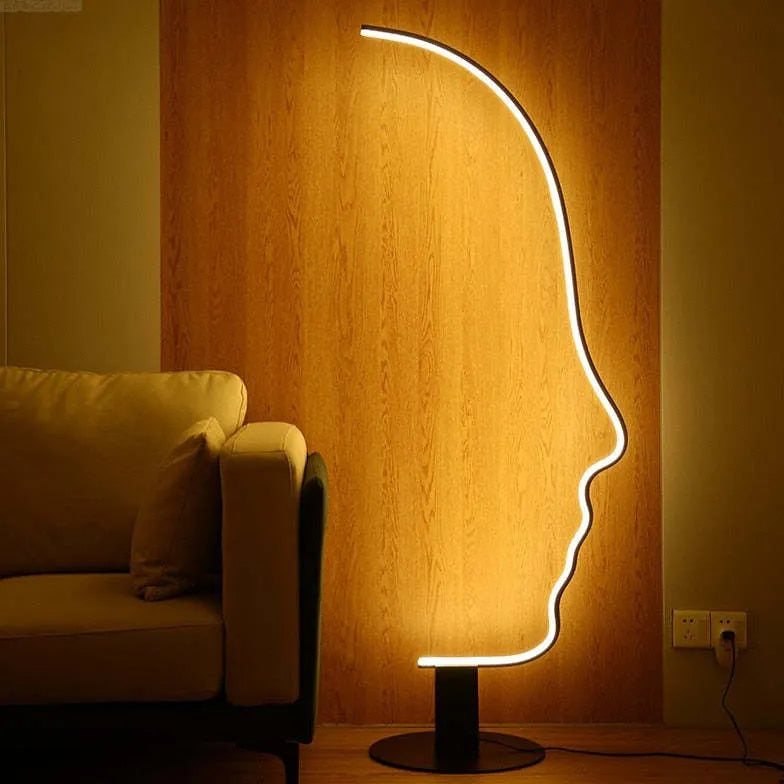 Black Floor Lamp For Bedroom Modern Metal & Silicon Plug Uk And Eu Led Strip