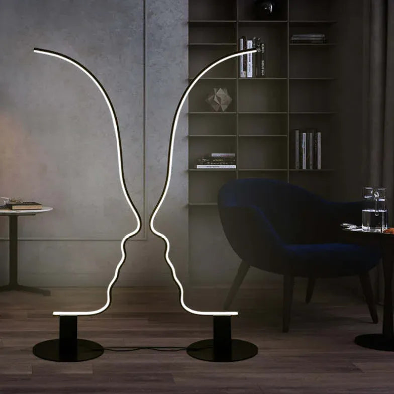 Black Floor Lamp For Bedroom Modern Metal & Silicon Plug Uk And Eu Led Strip