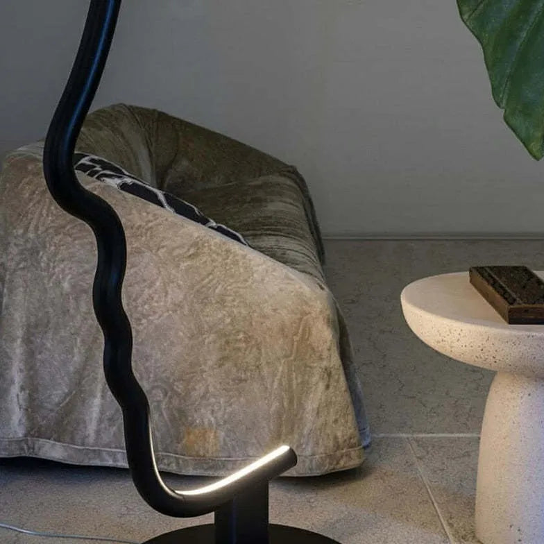 Black Floor Lamp For Bedroom Modern Metal & Silicon Plug Uk And Eu Led Strip