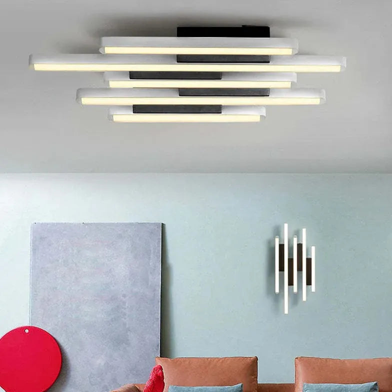 Black Flush Wall Light For Bedroom Edge Metal Ip20 Led Warm White