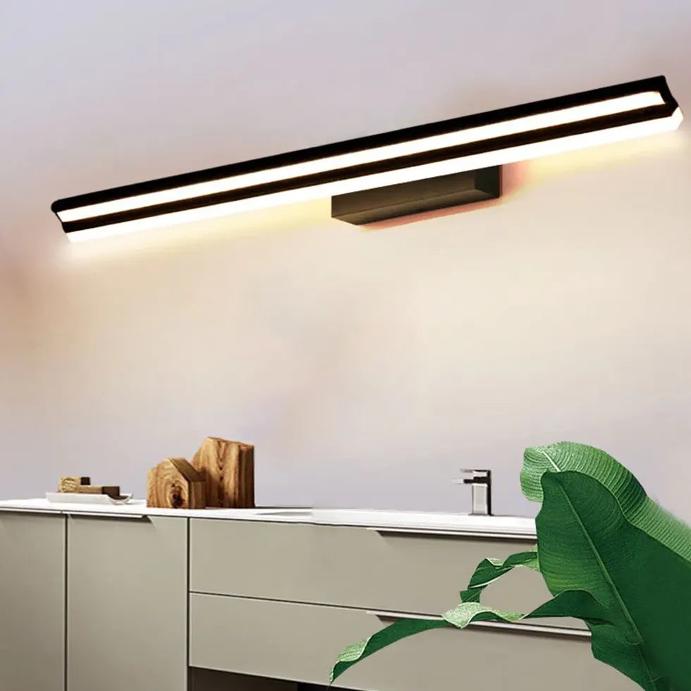 Black Mirror Light For Bathroom Linear Edge Acrylic Ip44