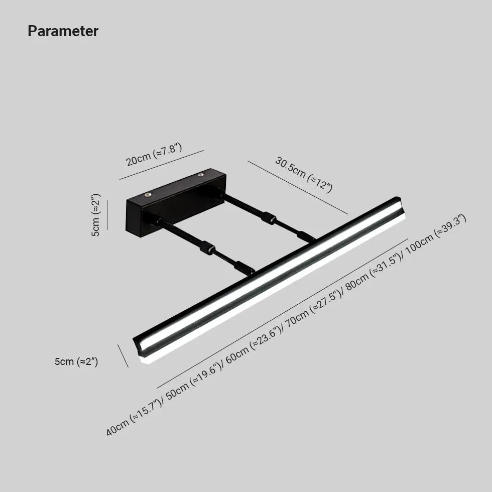 Black Mirror Light For Bathroom Linear Edge Acrylic Ip44