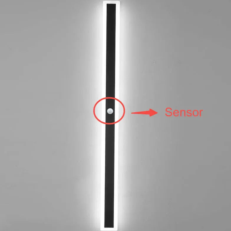 Black Outdoor Wall Light Linear Edge Metal & Acrylic Led