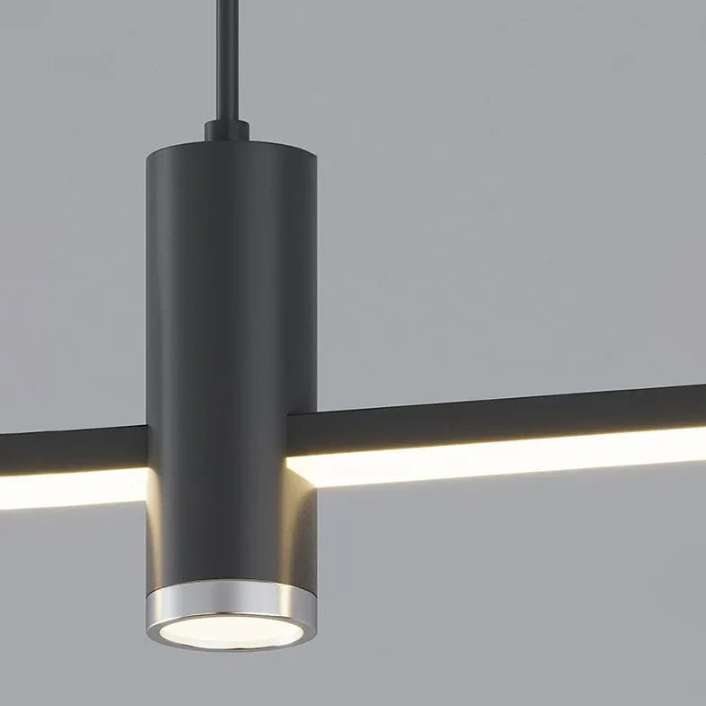 Black Statement Pendant Light For Kitchen Linear Edge Metal Ip20 Warm White