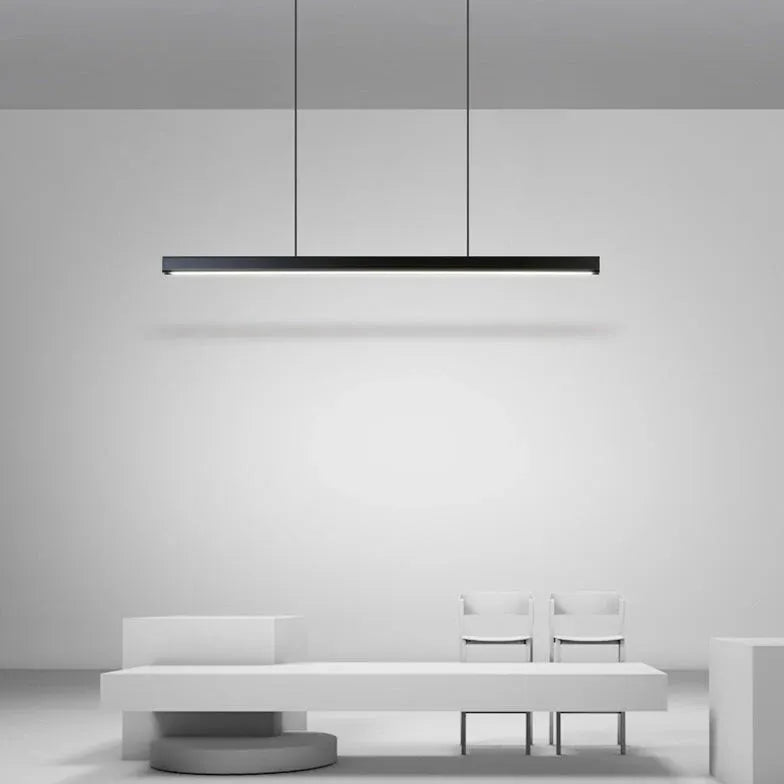 Black Bar Pendant Light Linear Edge Metal Led Dimmable Ip20