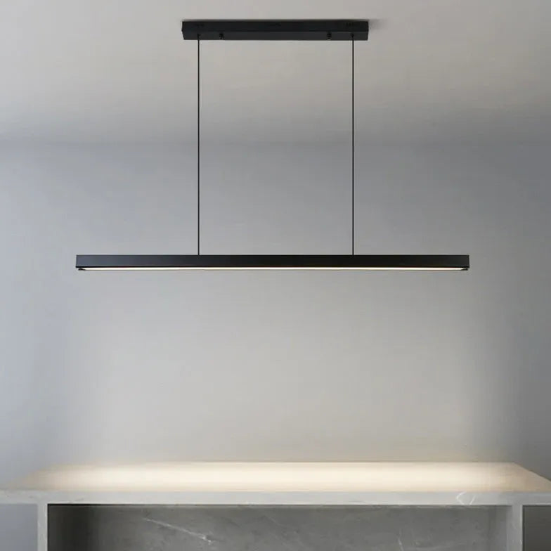 Black Bar Pendant Light Linear Edge Metal Led Dimmable Ip20