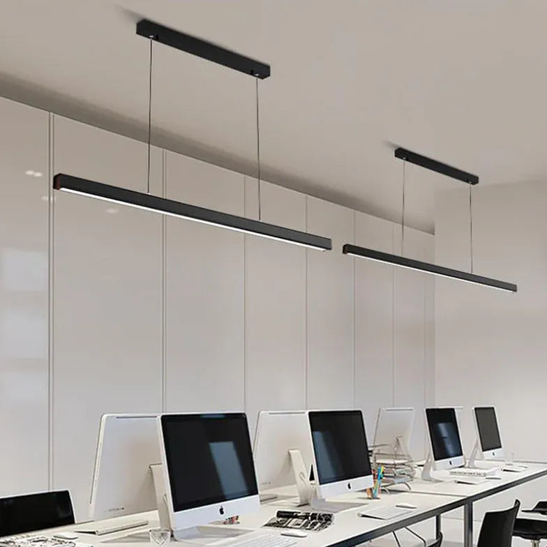 Black Bar Pendant Light Linear Edge Metal Led Dimmable Ip20