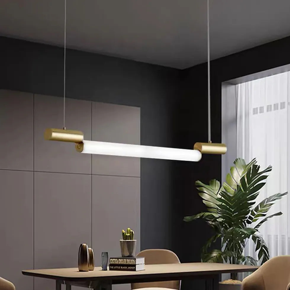 Gold Bar Pendant Light For Study Room Linear Edge Aluminium Led Warm White Ip20