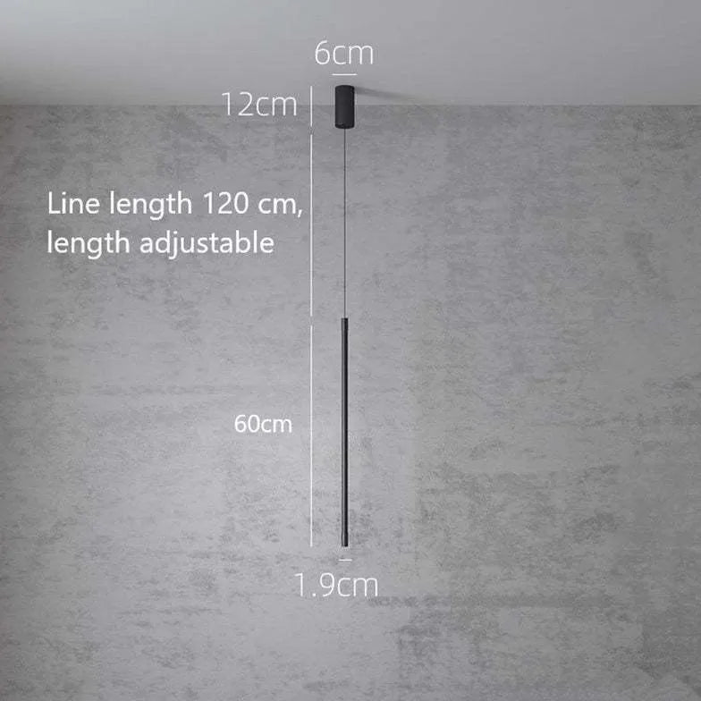 Black Bedside Pendant Light For Bedroom Linear Edge Metal Led Plug Ip20 Warm White