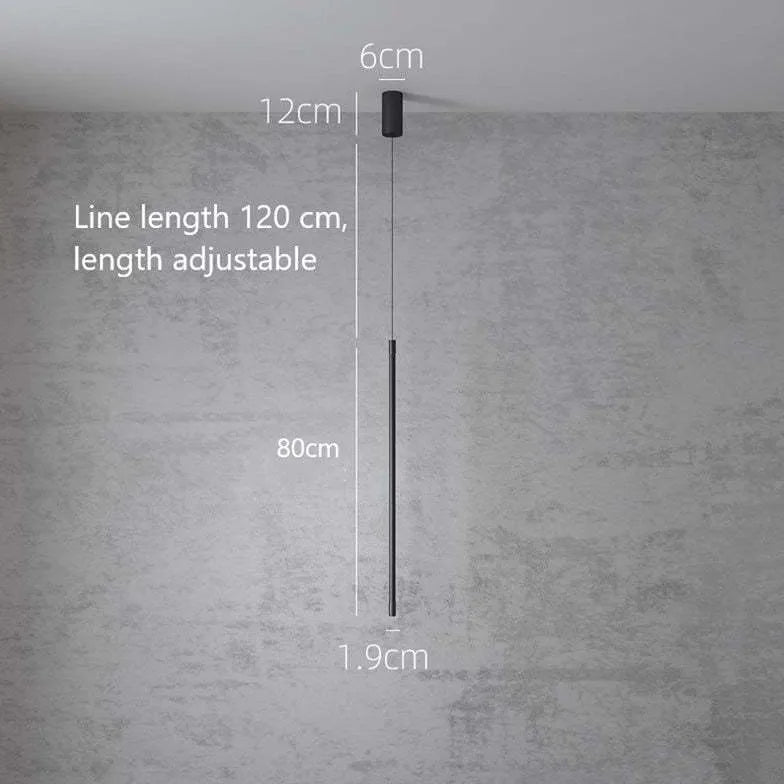 Black Bedside Pendant Light For Bedroom Linear Edge Metal Led Plug Ip20 Warm White