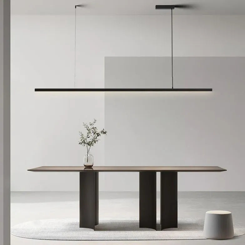 Black Bar Pendant Light For Dining Room Linear Edge Metal