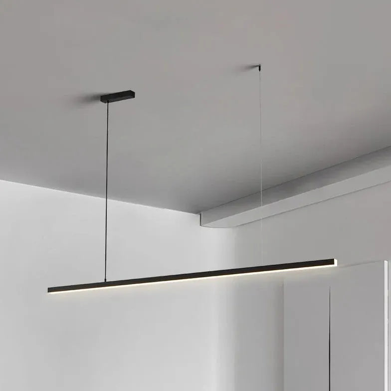 Black Bar Pendant Light For Dining Room Linear Edge Metal