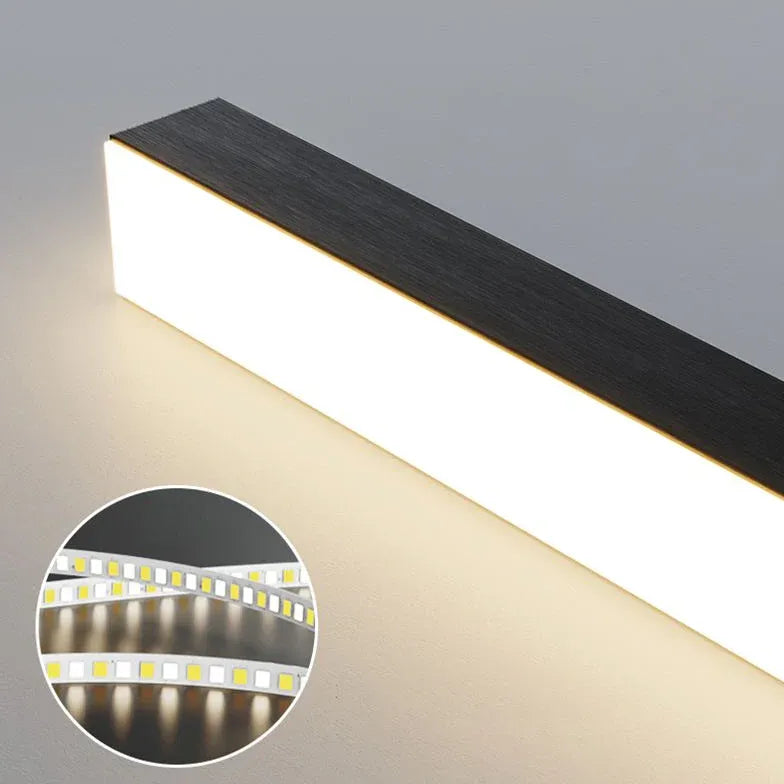 Black Bar Pendant Light For Dining Room Linear Edge Metal