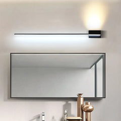 Black Mirror Light For Bathroom Linear Edge Metal & Acrylic