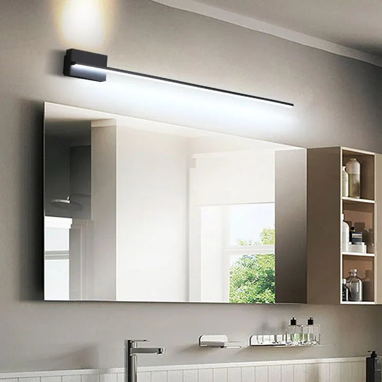 Black Mirror Light For Bathroom Linear Edge Metal & Acrylic