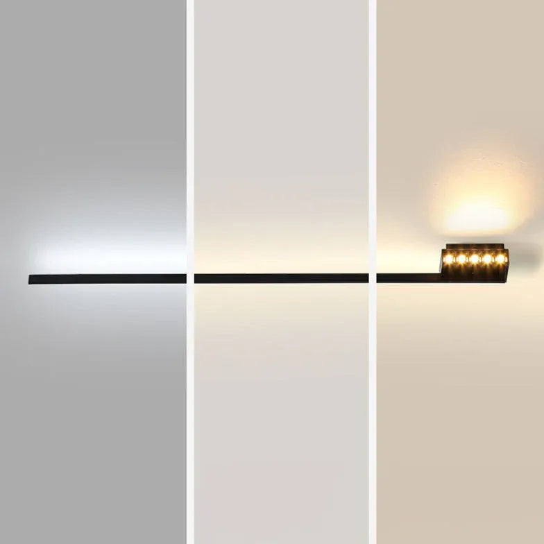 Black Mirror Light For Bathroom Linear Edge Metal & Acrylic