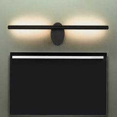 Black Mirror Light For Bathroom Linear Edge Metal & Acrylic Warm White