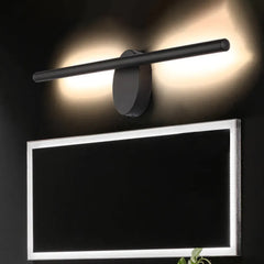 Black Mirror Light For Bathroom Linear Edge Metal & Acrylic Warm White