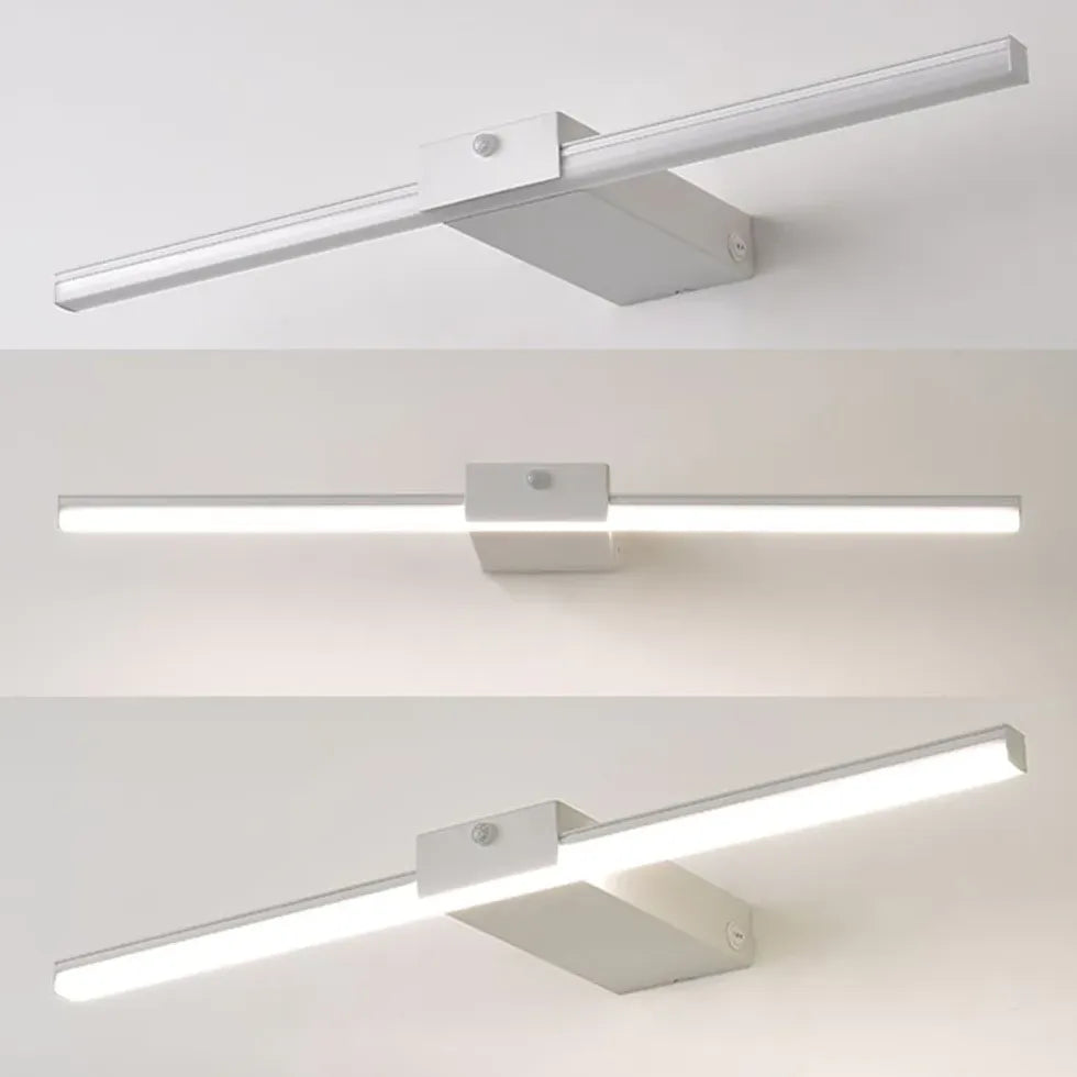 Black Mirror Light For Bathroom Linear Edge Metal Ip44