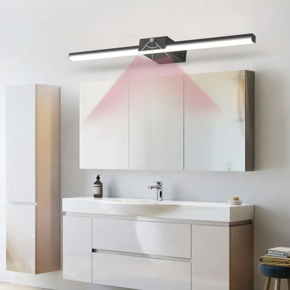 Black Mirror Light For Bathroom Linear Edge Metal Ip44