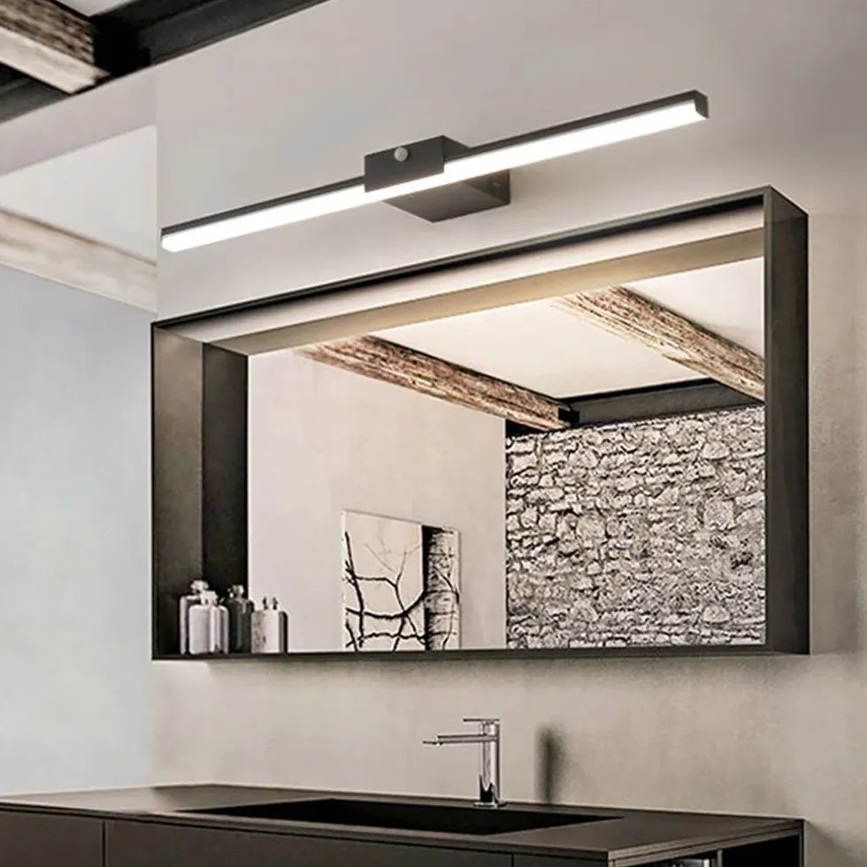 Black Mirror Light For Bathroom Linear Edge Metal Ip44