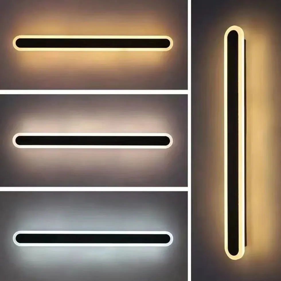 Outdoor Wall Light For Kitchen Linear Edge Metal & Acrylic Led Ip65 Dimmable