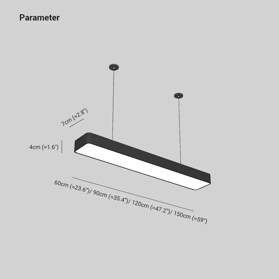 Black Pendant Light For Study Room Rectangular Edge Acrylic Led