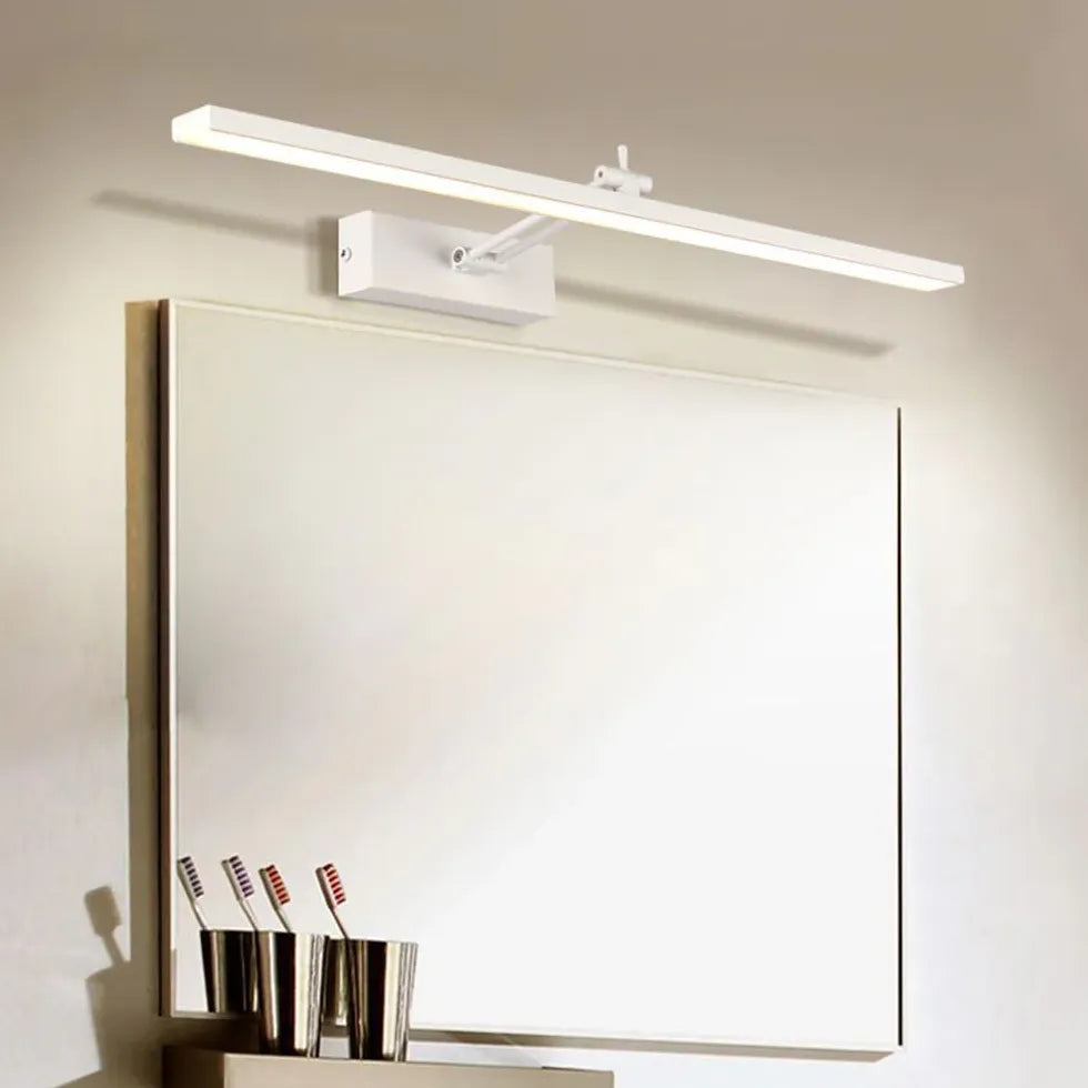 Black Mirror Light For Bathroom Rectangular Edge Metal & Pc Led Ip44 Warm White