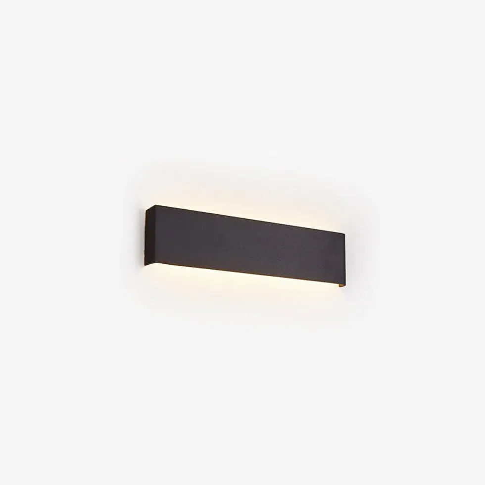 Black Flush Wall Light For Bathroom Rectangular Edge Metal Led Warm White