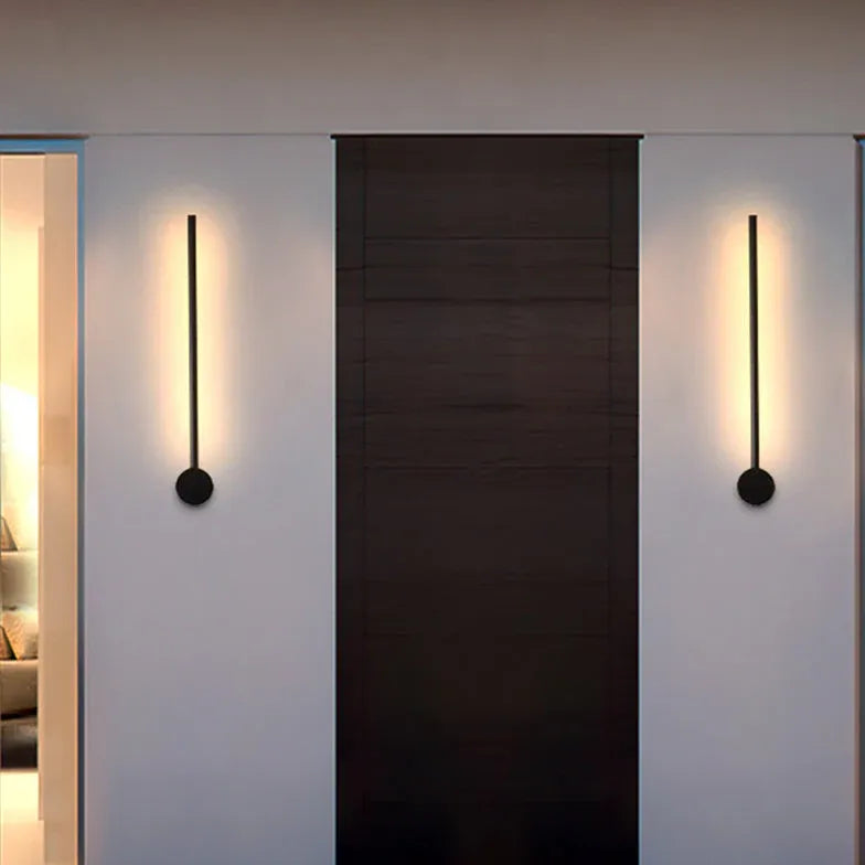 Black Outdoor Wall Light Linear Edge Metal & Pc