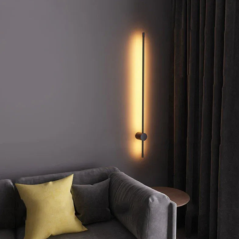 Black Outdoor Wall Light Linear Edge Metal & Pc