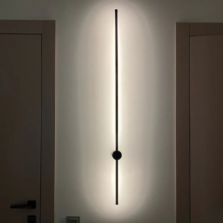 Black Outdoor Wall Light Linear Edge Metal & Pc