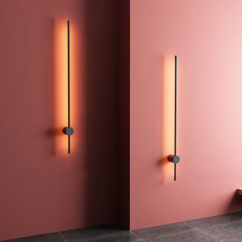 Black Outdoor Wall Light Linear Edge Metal & Pc