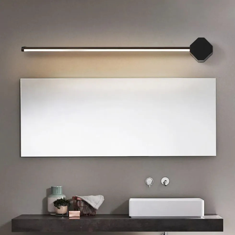 Black Mirror Light For Bathroom Square Edge Metal Ip44 Led Cool White