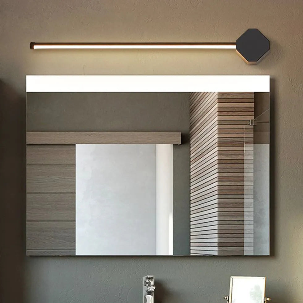 Black Mirror Light For Bathroom Square Edge Metal Ip44 Led Cool White