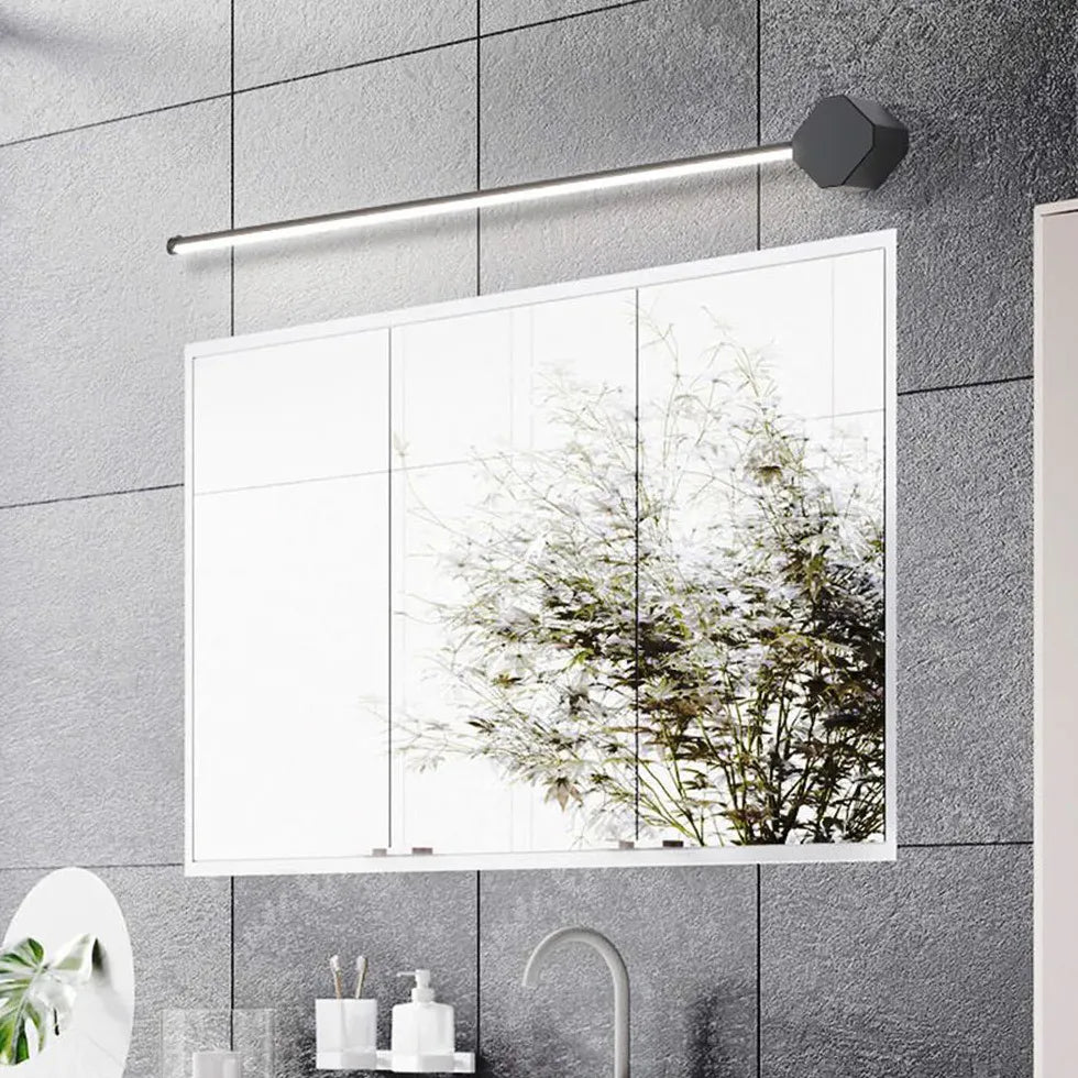 Black Mirror Light For Bathroom Square Edge Metal Ip44 Led Cool White